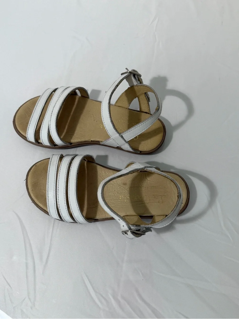 La Coqueta Sienna White Nappa Leather Sandals Girls Size 27 EU / US 10